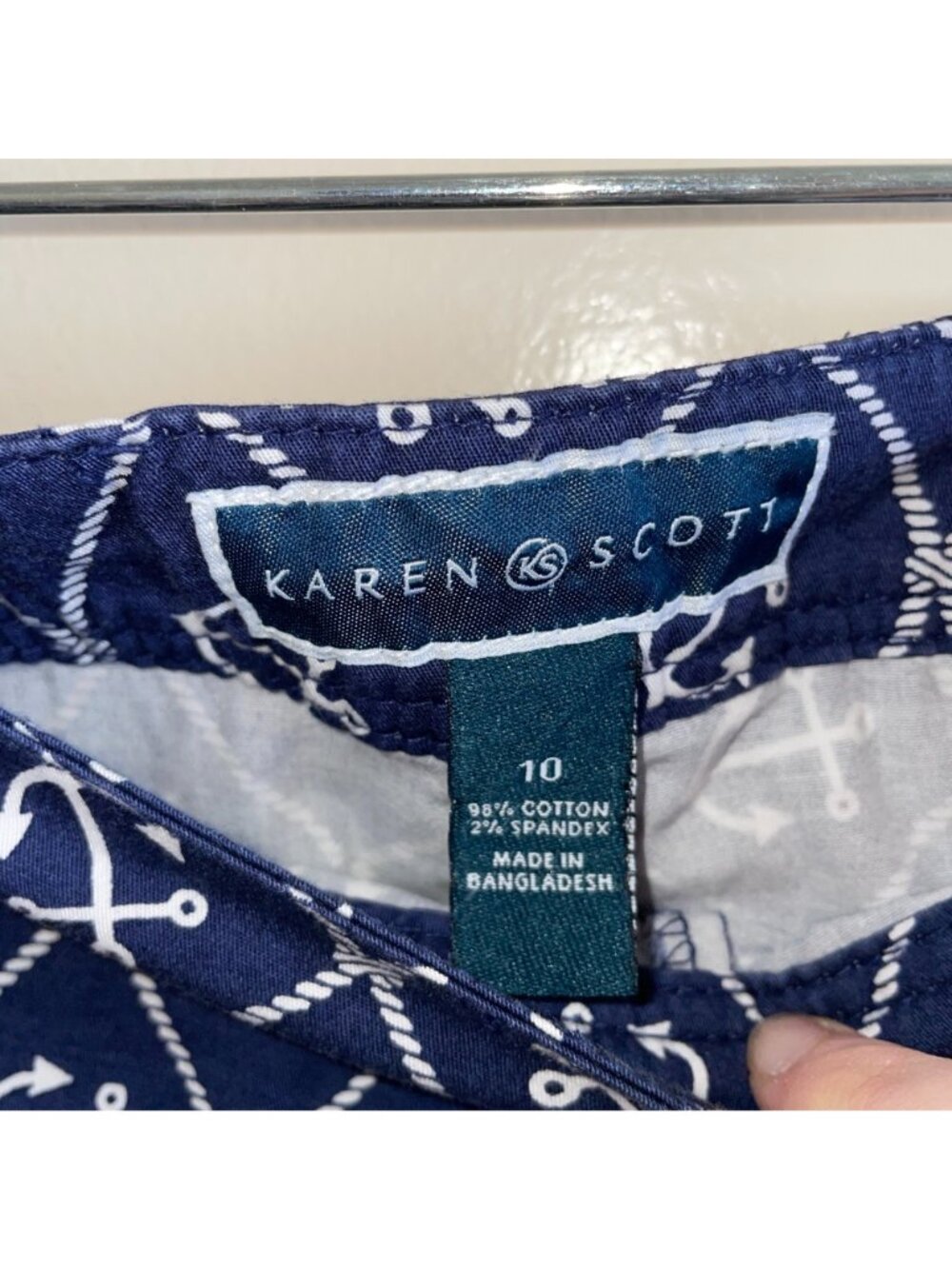 Karen Scott Anchor Skort Size 10 Blue White Nautical - Picture 5 of 6